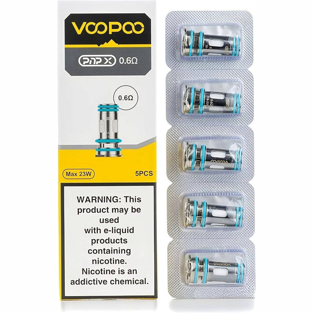 158579 - Voopoo PNP X Coils [0.6ohm | 18W-23W] 5 Pack – Bobina zëvendësuese për pajisje avullimi Voopoo, me rezistencë 0.6 Ohm, fuqi përdorimi 18W-23W, teknologji Mesh Coil, për avullim RDL & MTL, rezistente ndaj rrjedhjeve dhe pa nikotinë.
