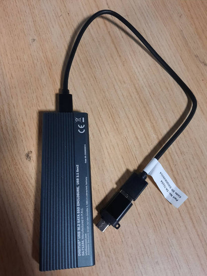 205794 - DIGITUS Kuti e Jashtme M.2 - USB 3.1 Gen2 Type-C, 6 Gbit/s, Mbështet SSD SATA deri në 8 TB, për SSD 2230/2242/2260/2280, Pa Vegla, Kuti alumini, ngjyrë Gri