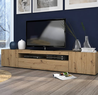 244703 - vidaXL Komodë për TV 160 cm, Lisi Artisan, me Ndriçim LED
