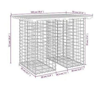 280558 - VIDAXL Tavolinë Kopshti me Dizajn Gabion 100x70x72 cm Dru Pishe i Impregnuar