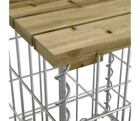 280558 - VIDAXL Tavolinë Kopshti me Dizajn Gabion 100x70x72 cm Dru Pishe i Impregnuar