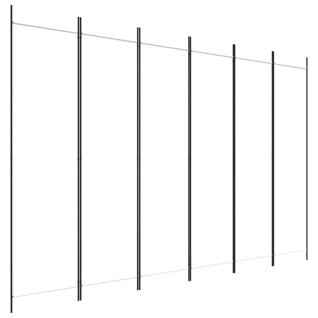 291409 - vidaXL Ndarëse dhome me 6 panele, e bardhë, 300 × 200 cm, pëlhurë