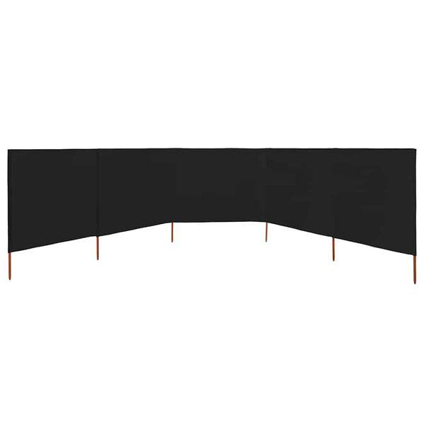 291377 - vidaXL Pëlhurë mbrojtëse nga era me 5 panele, 600 × 160 cm, e zezë