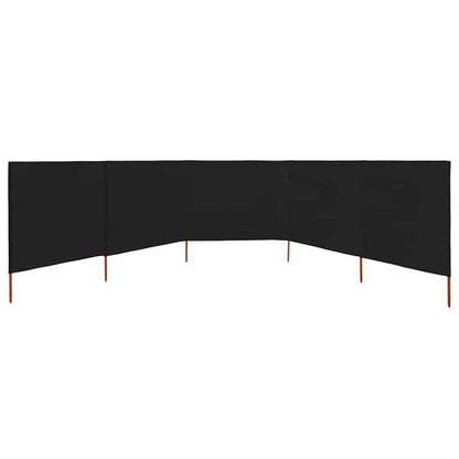 291377 - vidaXL Pëlhurë mbrojtëse nga era me 5 panele, 600 × 160 cm, e zezë
