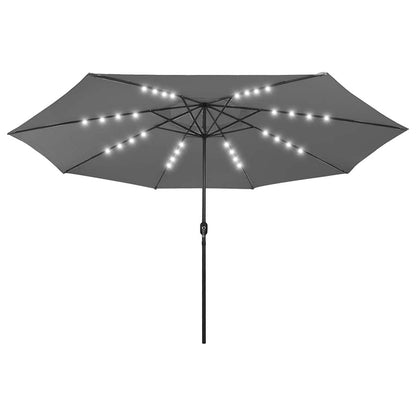 291121 - vidaXL Çadër dielli për kopsht me drita LED, 400 cm, antracit