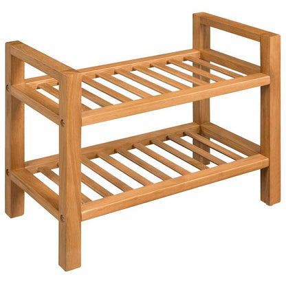 291125 - vidaXL Raft për këpucë me 2 nivele, 50 × 27 × 40 cm, dru i fortë lisi