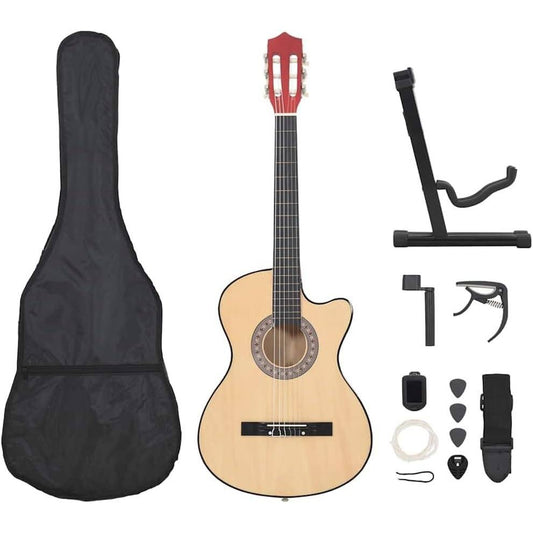 291051 - vidaXL Set kitarë akustike Western Cutaway 38", trup prej druri basswood, me shkëlqim