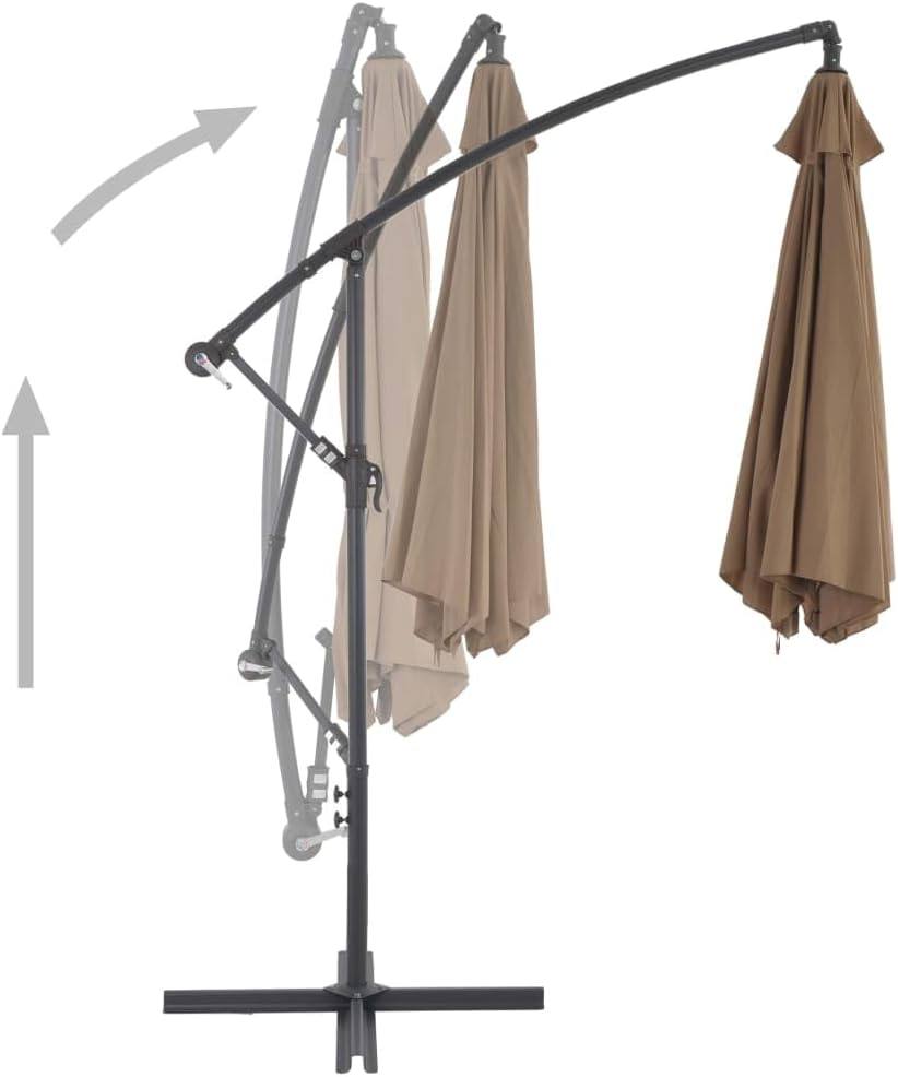 291547 - vidaXL Çadër me Shtyllë Alumini 300 cm me Ngjyrë Taupe LED