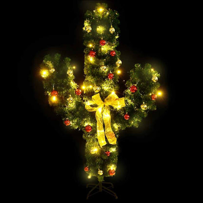 291207 - vidaXL Kaktus i Krishtlindjeve me bazament dhe LED, i gjelbër, 150 cm, PVC