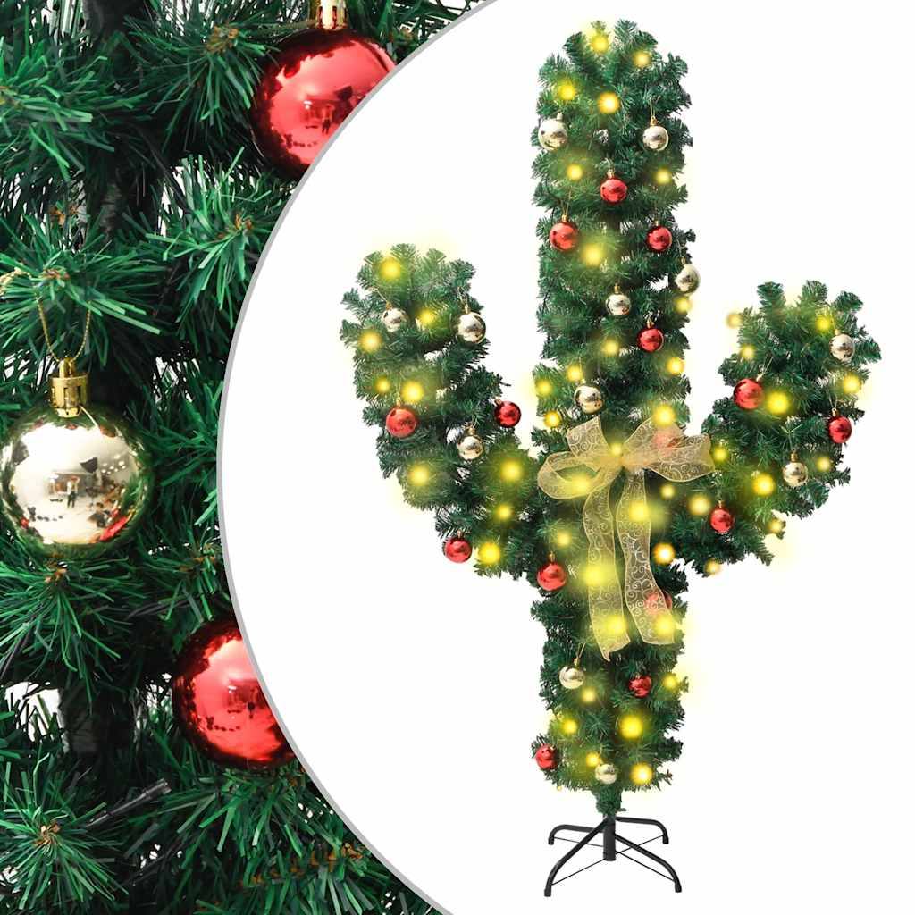 291207 - vidaXL Kaktus i Krishtlindjeve me bazament dhe LED, i gjelbër, 150 cm, PVC