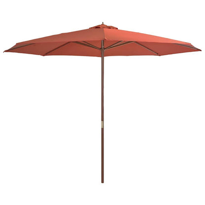 291452 - vidaXL Çadër dielli për ambiente të jashtme me shtyllë druri, 350 cm, terrakote