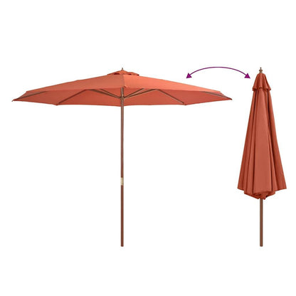 291452 - vidaXL Çadër dielli për ambiente të jashtme me shtyllë druri, 350 cm, terrakote