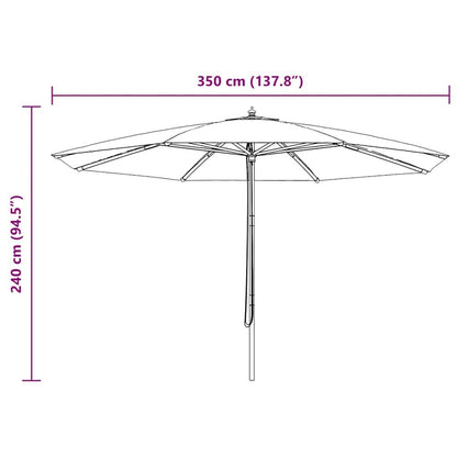 291452 - vidaXL Çadër dielli për ambiente të jashtme me shtyllë druri, 350 cm, terrakote