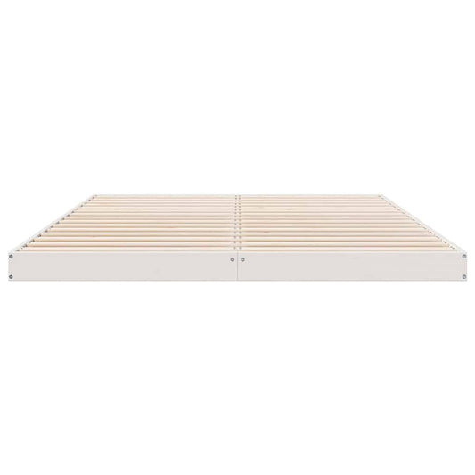 291357 - vidaXL Kornizë krevati e ulët e bardhë 140 × 210 cm, dru pishe e fortë