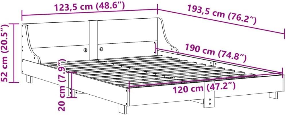291613 - vidaXL Shtrat me Kornizë prej Druri Pishe 200x200 cm – Pa Dyshek