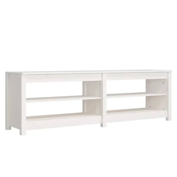 280632 - vidaXL Stol për Këpucë 160 × 36.5 × 50 cm, Dru Masiv Pishe, i Bardhë