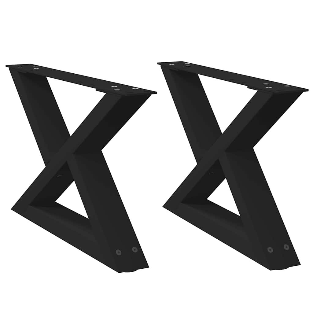 280293 - vidaXL Këmbë Tavoline Kafeje 2 copë, të Zeza, Çelik 50x(30-31.3) cm