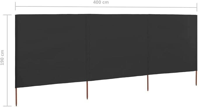 280201 - vidaXL Paravan Anësor me 3 Panele 400 × 160 cm, Pëlhurë Antracit