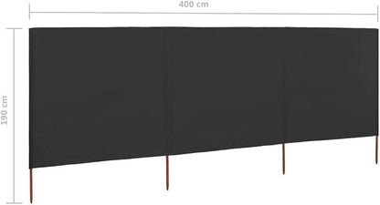 280201 - vidaXL Paravan Anësor me 3 Panele 400 × 160 cm, Pëlhurë Antracit