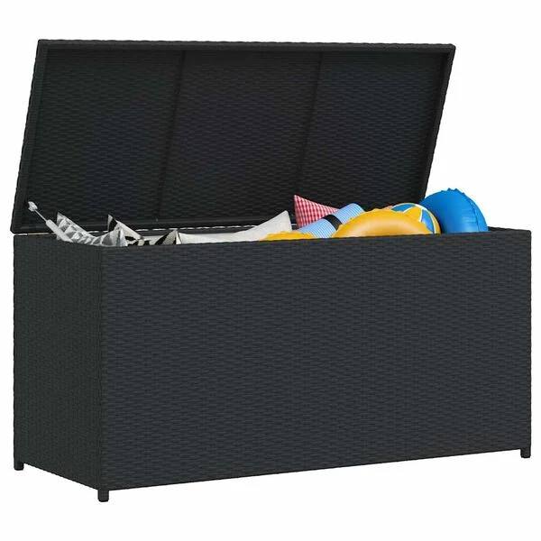 212231 - vidaXL Arkë Magazinimi për Kopsht 120 × 50 × 60 cm, Polyrattan, e Zezë