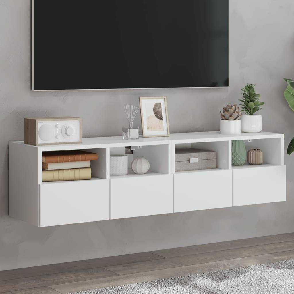 280184 - vidaXL Dollapë Muri për TV, 2 copë, të Bardha, Dru i Përpunuar 60x30x30 cm