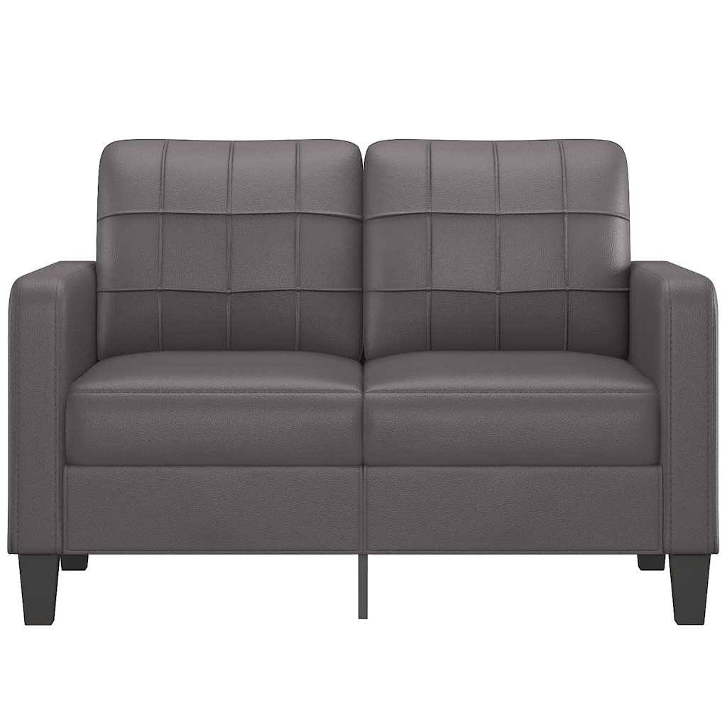 280090 - vidaXL Divan 2-Ulëse 120 cm, Lëkurë Artificiale, Gri