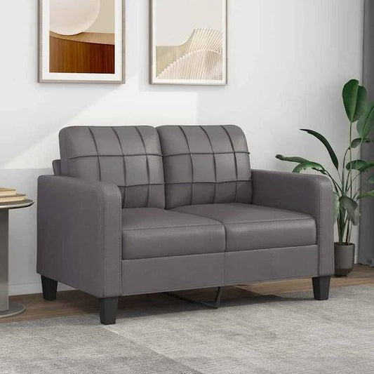 280090 - vidaXL Divan 2-Ulëse 120 cm, Lëkurë Artificiale, Gri