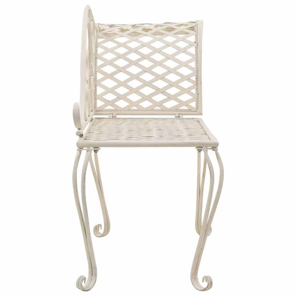 244849 - vidaXL Shezllon Elegant për Kopsht 128 cm, Metal, i Bardhë Antik