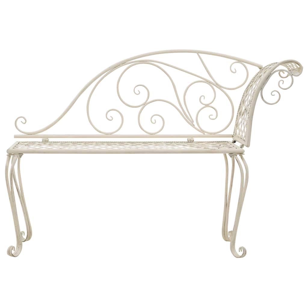 244849 - vidaXL Shezllon Elegant për Kopsht 128 cm, Metal, i Bardhë Antik