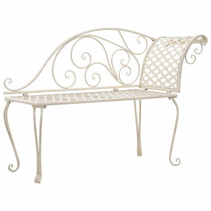244849 - vidaXL Shezllon Elegant për Kopsht 128 cm, Metal, i Bardhë Antik