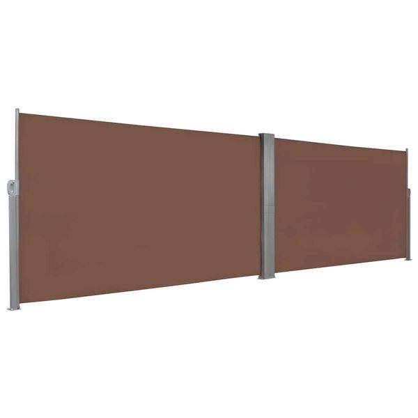 244640 - Tendë anësore vidaXL e tërheqshme - Kafe, 160x600 cm - Mbrojtëse privatësie për jashtë, rezistente ndaj rrezeve UV dhe ujit, me rrotullim automatik dhe pëlhurë poliesteri rezistente ndaj grisjes