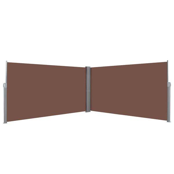 244640 - Tendë anësore vidaXL e tërheqshme - Kafe, 160x600 cm - Mbrojtëse privatësie për jashtë, rezistente ndaj rrezeve UV dhe ujit, me rrotullim automatik dhe pëlhurë poliesteri rezistente ndaj grisjes