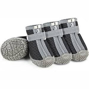 168647 - Mbrojtëse Putrash Qeni për Përdorim në Ambient të Jashtëm, Pako me 4 copë me Kapëse Reflektuese Velcro, Ã‡izme të Ajrosura për Qen, Këpucë të Rregullueshme për Qen për Qen të Vegjël dhe të Mesëm (Të Zeza, 3)