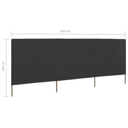 334540 - vidaXL Paravan Mbrojtës nga Era me 3 Panele 400x160 cm Ngjyrë Antraciti