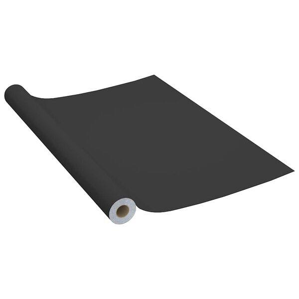 334162 - vidaXL Folie Vetëngjitëse për Mobilje 500x90 cm PVC Ngjyrë e Zezë