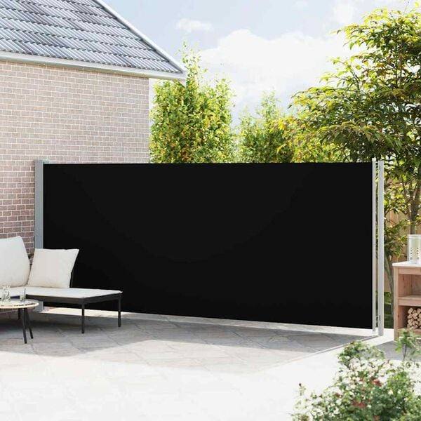 334464 - vidaXL Paravan Mbrojtës nga Era me Hapje dhe Mbyllje 180x614 cm Ngjyrë e Zezë