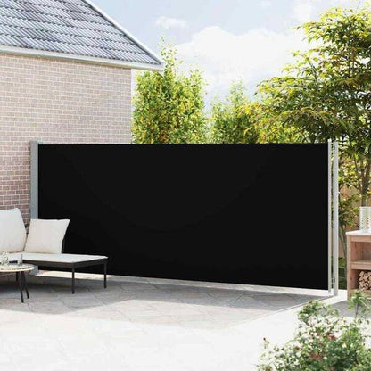 334464 - vidaXL Paravan Mbrojtës nga Era me Hapje dhe Mbyllje 180x614 cm Ngjyrë e Zezë