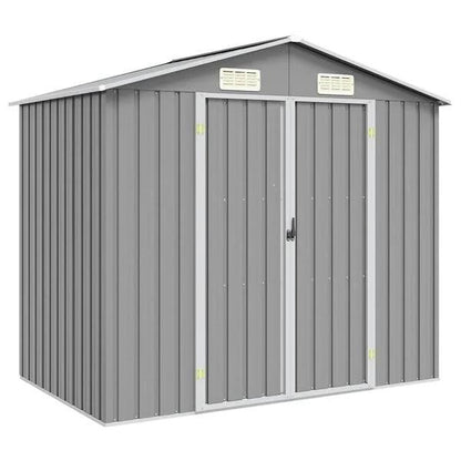 334324 - vidaXL Shtëpizë për Vegla Kopshti prej Çeliku të Galvanizuar 205x129x183 cm Ngjyrë Gri