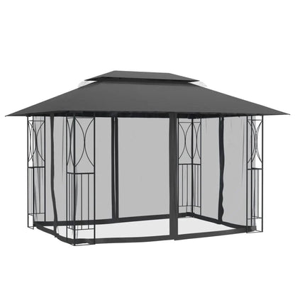 334326 - VidaXL Pavijon (Gazebo) me mure anësore, ngjyrë antracit, 400x300x270 cm, çelik