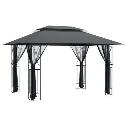 334326 - VidaXL Pavijon (Gazebo) me mure anësore, ngjyrë antracit, 400x300x270 cm, çelik