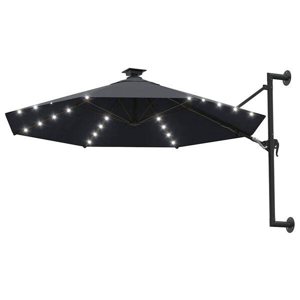 334506 - vidaXL Çadër Dielli për Montim në Mur me LED 300 cm Ngjyrë Antraciti
