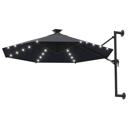 334506 - vidaXL Çadër Dielli për Montim në Mur me LED 300 cm Ngjyrë Antraciti