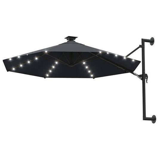 334506 - vidaXL Çadër Dielli për Montim në Mur me LED 300 cm Ngjyrë Antraciti