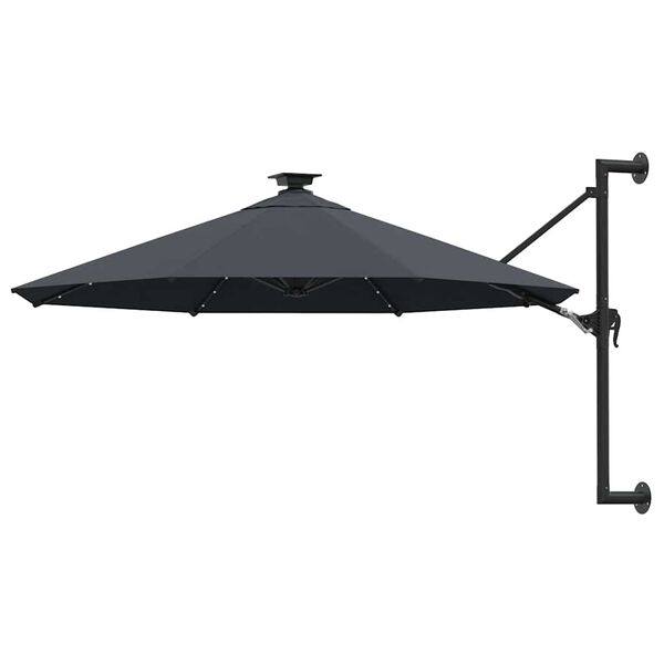 334506 - vidaXL Çadër Dielli për Montim në Mur me LED 300 cm Ngjyrë Antraciti