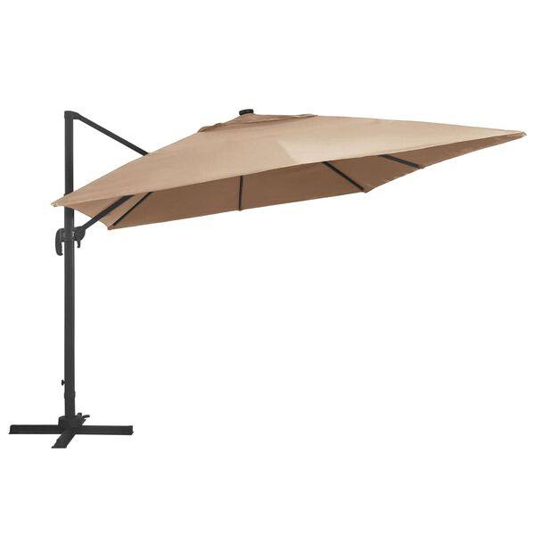 334379 - vidaXL Çadër Dielli Anësore me LED 400x300 cm Ngjyrë Taupe -