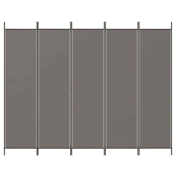 334593 - vidaXL Paravan Ndarës për Dhomë me 5 Panele 250x200 cm Ngjyrë Antraciti -