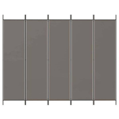 334593 - vidaXL Paravan Ndarës për Dhomë me 5 Panele 250x200 cm Ngjyrë Antraciti -