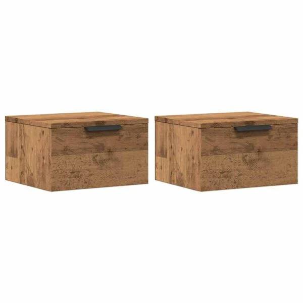 334482 - vidaXL Komodina të montuara në mur 2 copë, ngjyrë lisi artizanal 34x30x20 cm