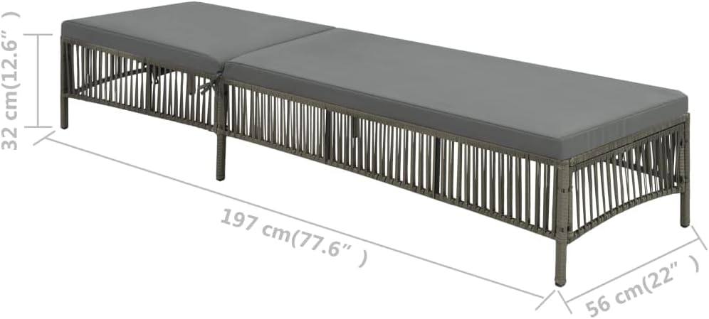 334463 - vidaXL Shezlong me jastëk, poliratan, gri
