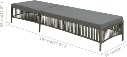 334463 - vidaXL Shezlong me jastëk, poliratan, gri